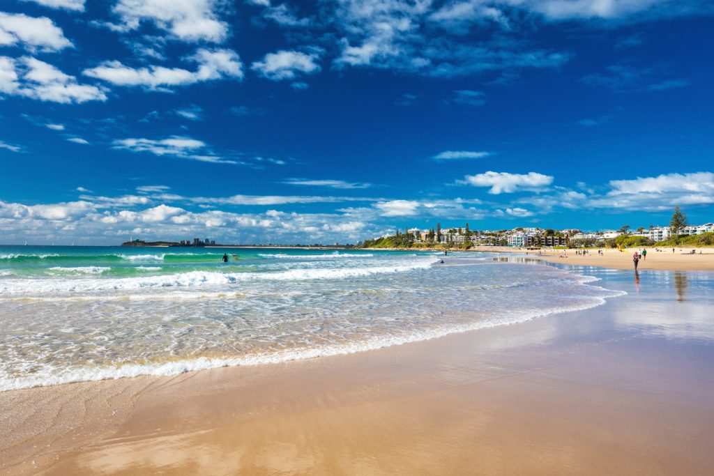 Mooloolaba beach - a famous tourist destination in Queensland, Australia.