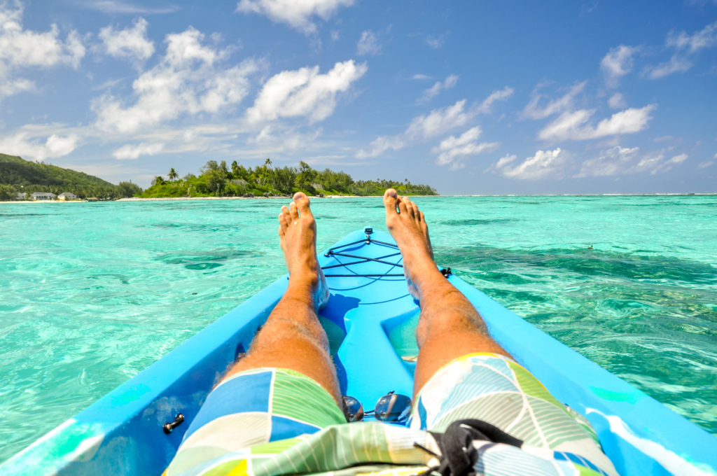 Kayaking off Rarotonga