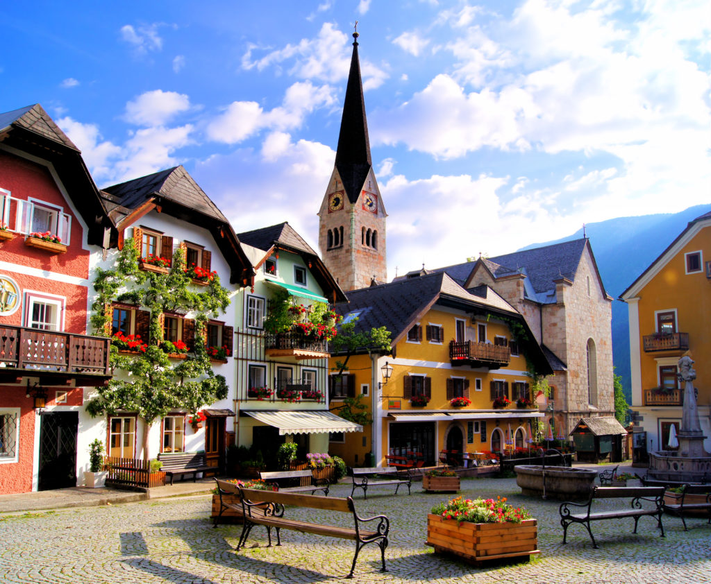 Quaint square in Hallstatt