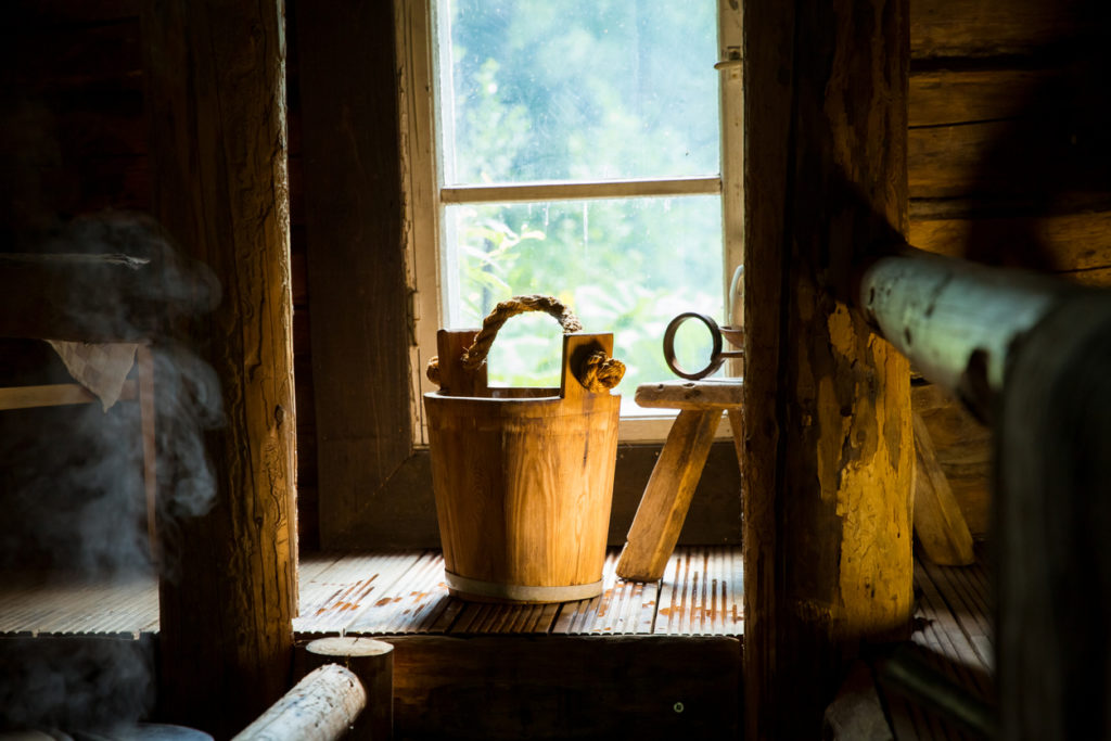 Traditional Finnish wooden sauna