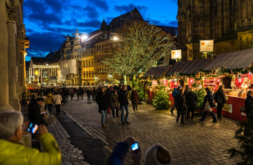 Christkindlesmarkt of Nuremberg at night